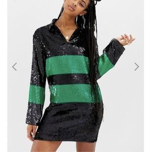 Asos Collusion Sequin Mini Rugby Dress